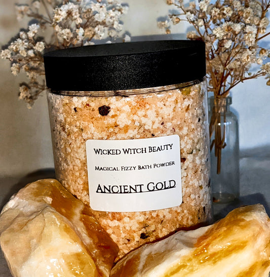 Magical fizzy bath powder: Ancient Gold.